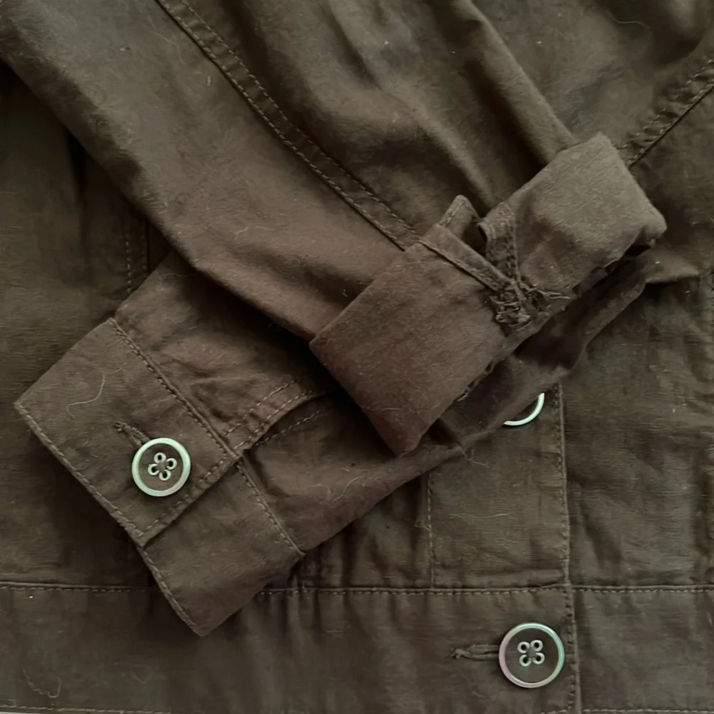 Relativity Lightweight Dark Brown Button Down Linen Blend Jacket, NWOT, Size L - Picture 11 of 15